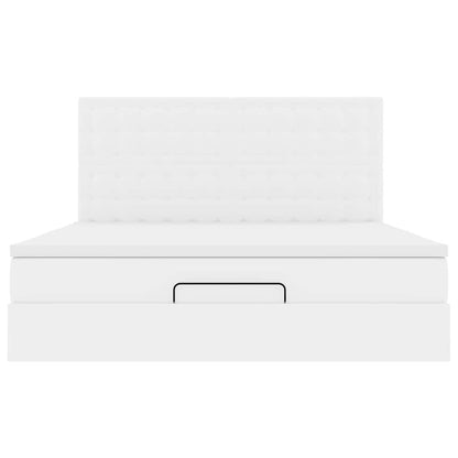 Ottoman-Bett mit Matratze Weiß 160x200 cm Kunstleder