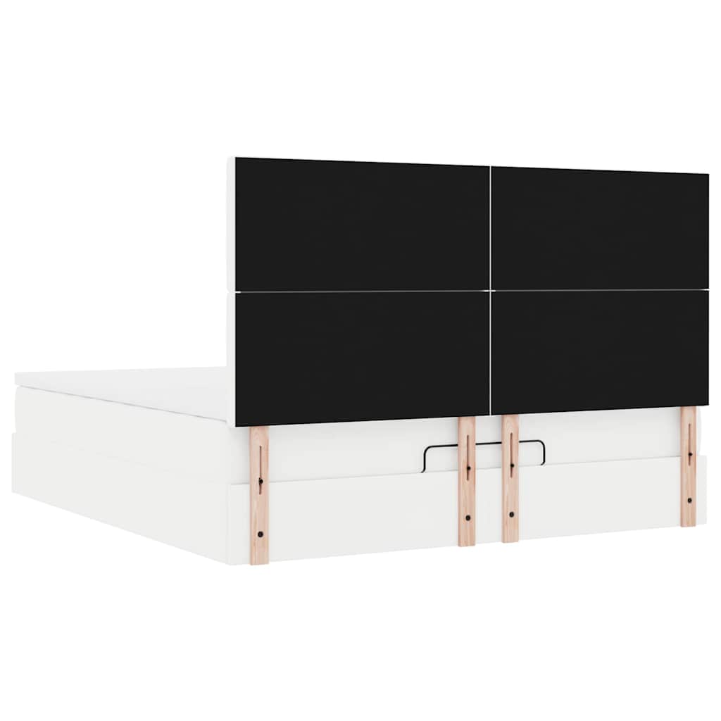 Ottoman-Bett mit Matratze Weiß 160x200 cm Kunstleder