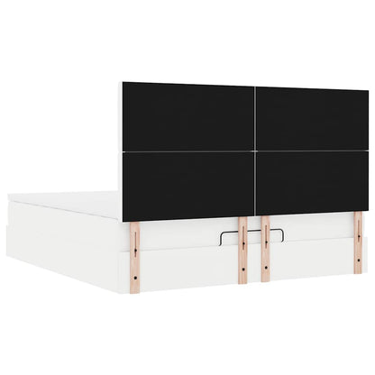 Ottoman-Bett mit Matratze Weiß 160x200 cm Kunstleder