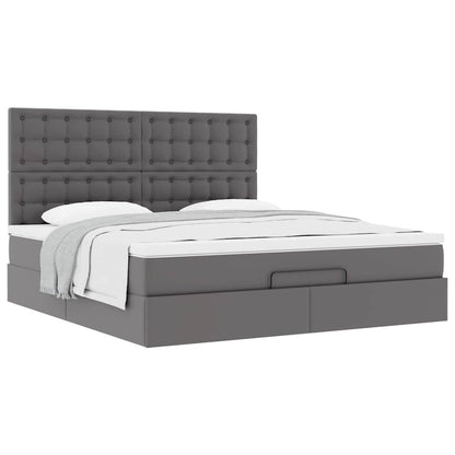 vidaXL Ottoman-Bett mit Matratze Grau 160x200 cm Kunstleder
