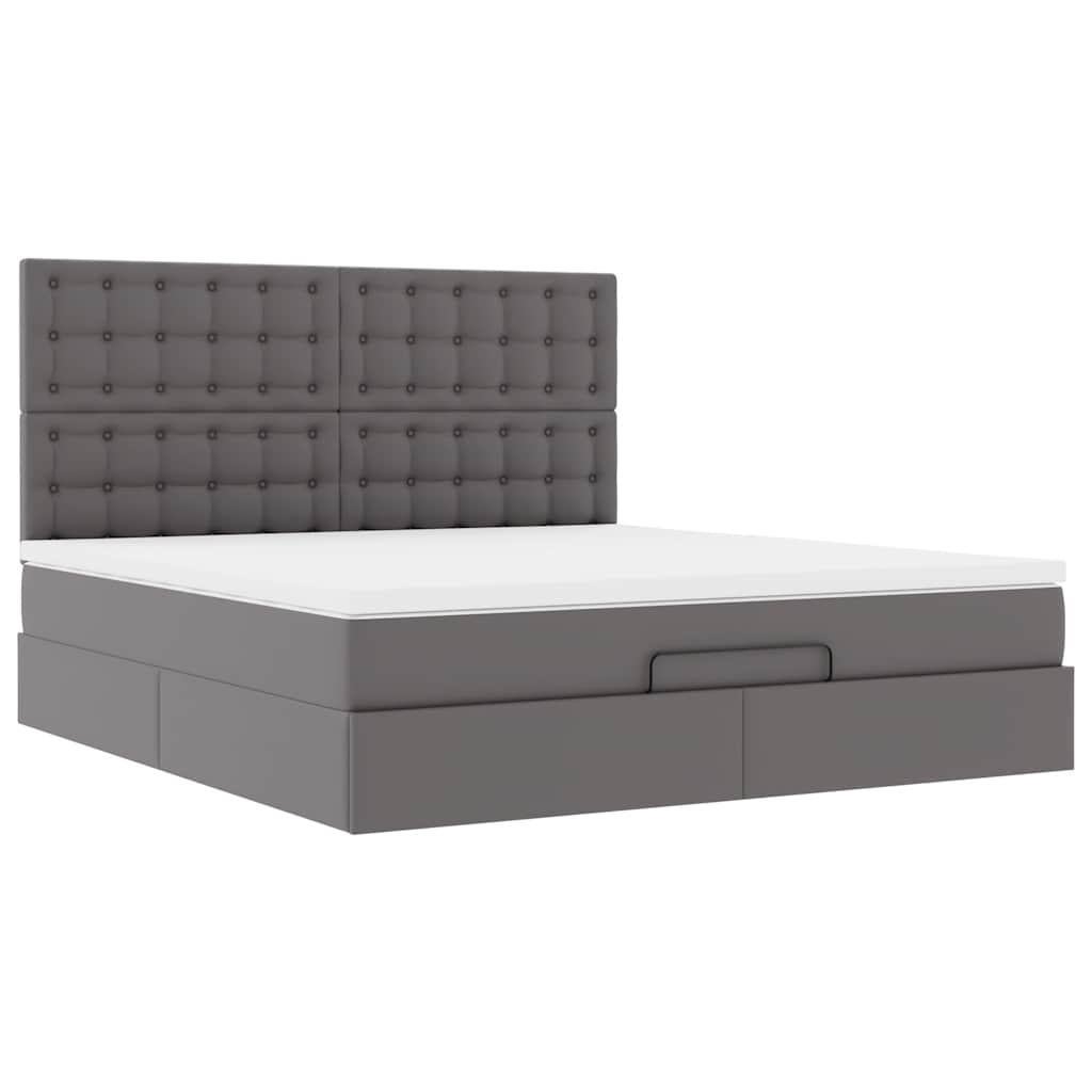 vidaXL Ottoman-Bett mit Matratze Grau 160x200 cm Kunstleder