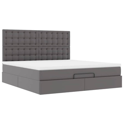 vidaXL Ottoman-Bett mit Matratze Grau 160x200 cm Kunstleder