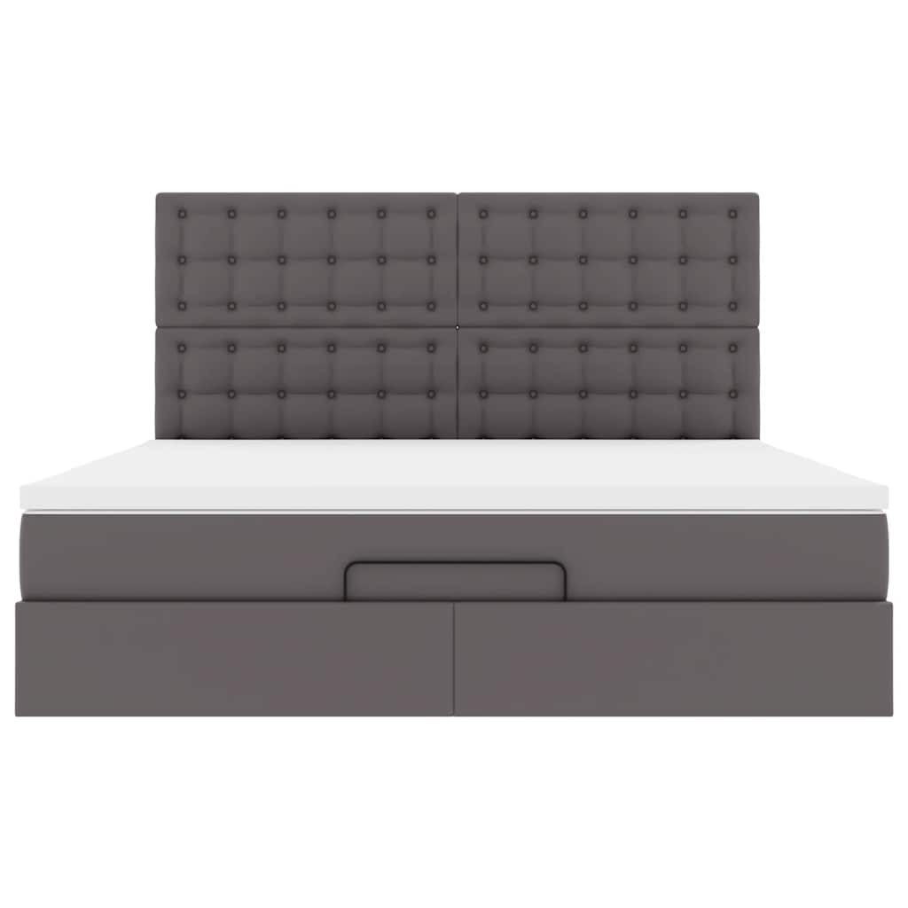 vidaXL Ottoman-Bett mit Matratze Grau 160x200 cm Kunstleder