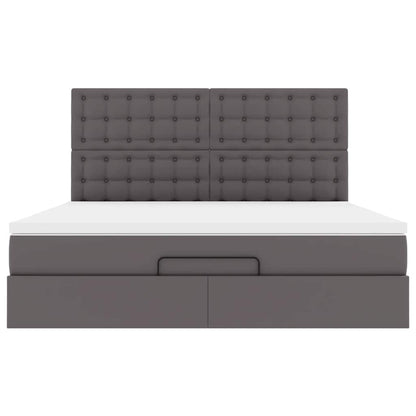 vidaXL Ottoman-Bett mit Matratze Grau 160x200 cm Kunstleder