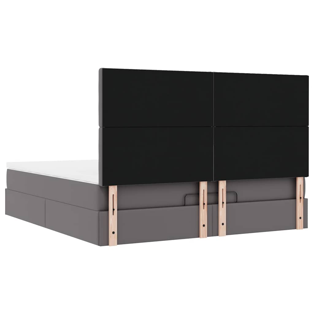 vidaXL Ottoman-Bett mit Matratze Grau 160x200 cm Kunstleder