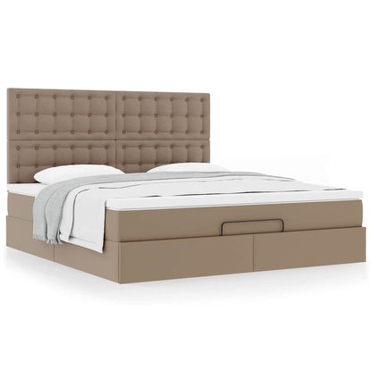vidaXL Ottoman-Bett mit Matratze Cappuccino-Braun 160x200cm Kunstleder