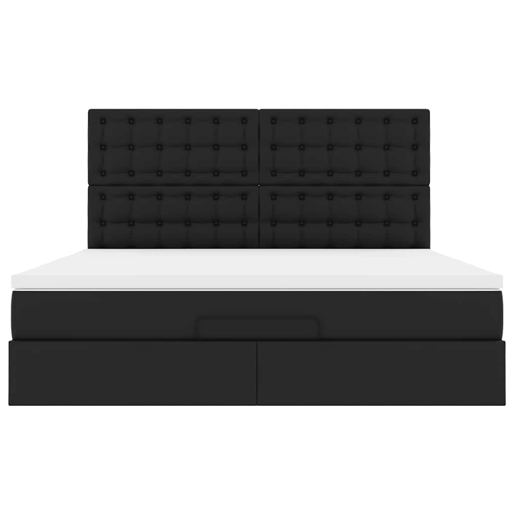 vidaXL Ottoman-Bett mit Matratze Schwarz 180x200 cm Kunstleder