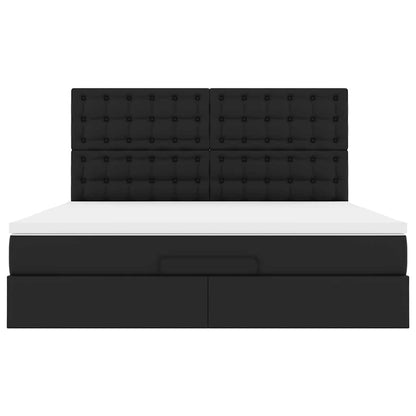 vidaXL Ottoman-Bett mit Matratze Schwarz 180x200 cm Kunstleder