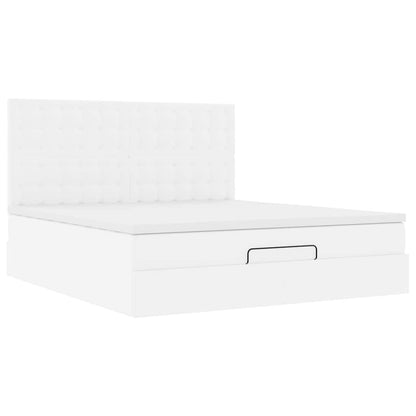 vidaXL Lit ottoman avec matelas blanc 180x200 cm similicuir