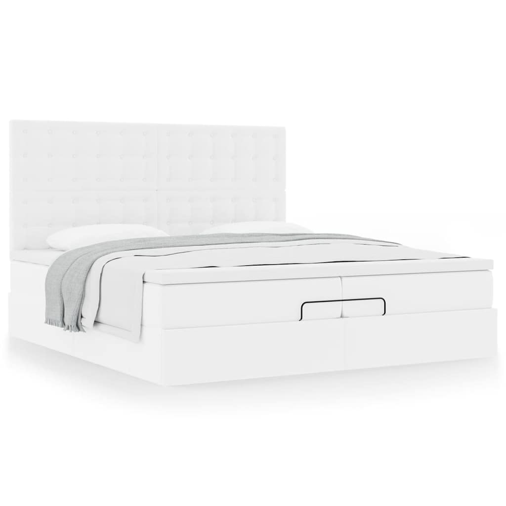 vidaXL Lit ottoman avec matelas blanc 200x200 cm similicuir