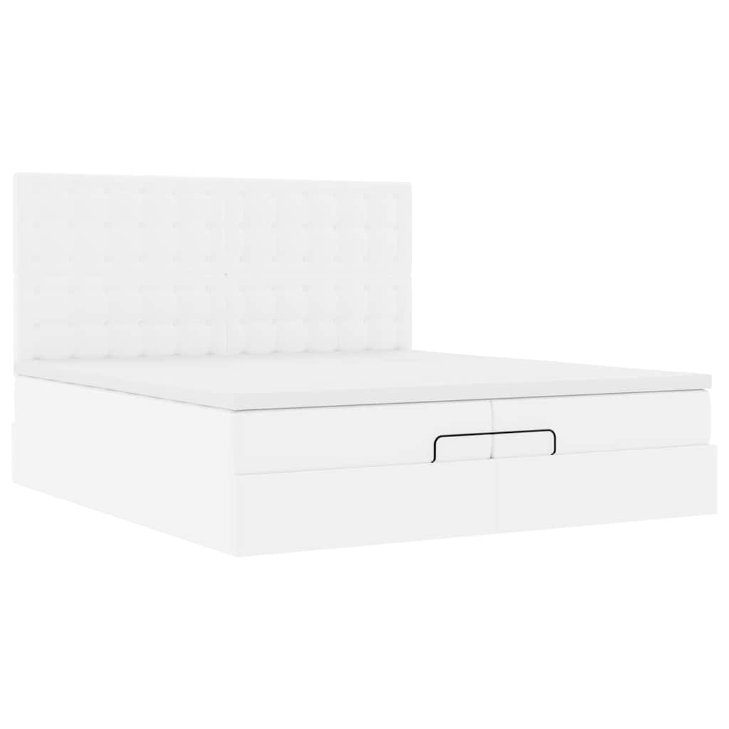 vidaXL Lit ottoman avec matelas blanc 200x200 cm similicuir