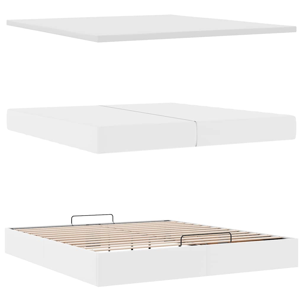 vidaXL Lit ottoman avec matelas blanc 200x200 cm similicuir