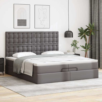 vidaXL Lit ottoman avec matelas Gris 200x200 cm Similicuir
