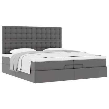 vidaXL Lit ottoman avec matelas Gris 200x200 cm Similicuir