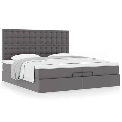 vidaXL Lit ottoman avec matelas Gris 200x200 cm Similicuir