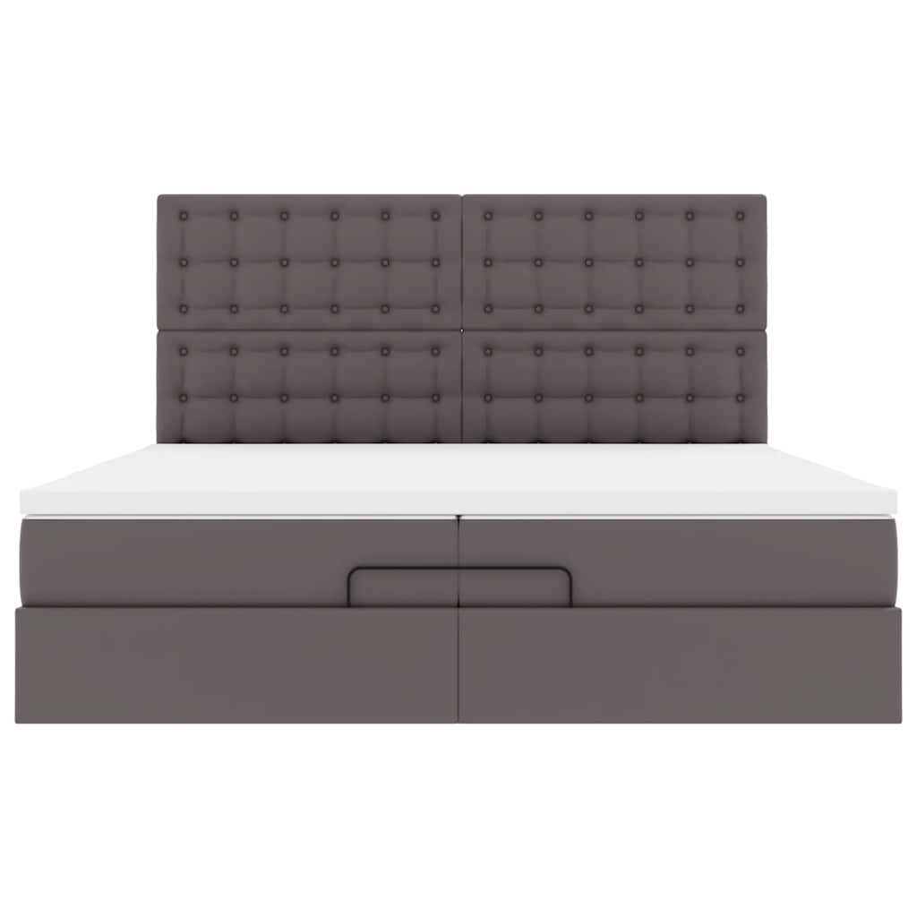 vidaXL Lit ottoman avec matelas Gris 200x200 cm Similicuir