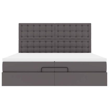 vidaXL Lit ottoman avec matelas Gris 200x200 cm Similicuir