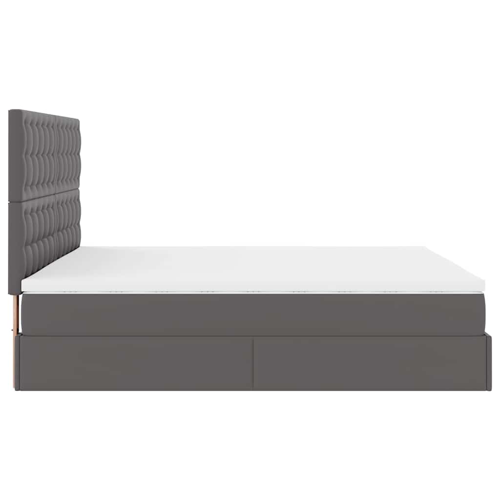 vidaXL Lit ottoman avec matelas Gris 200x200 cm Similicuir