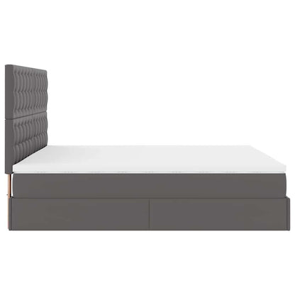 vidaXL Lit ottoman avec matelas Gris 200x200 cm Similicuir