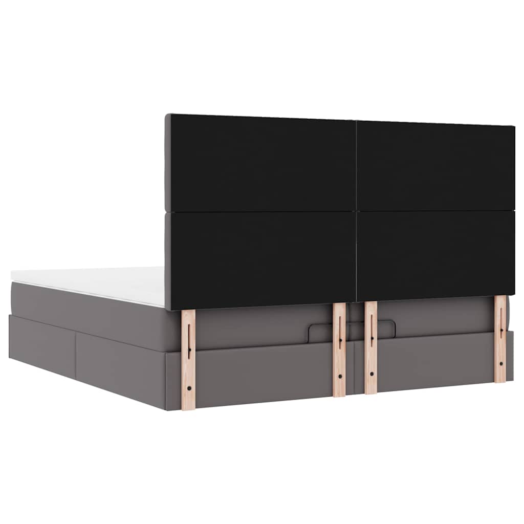 vidaXL Lit ottoman avec matelas Gris 200x200 cm Similicuir