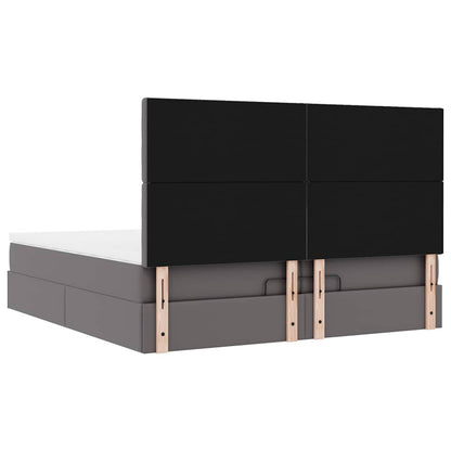vidaXL Lit ottoman avec matelas Gris 200x200 cm Similicuir