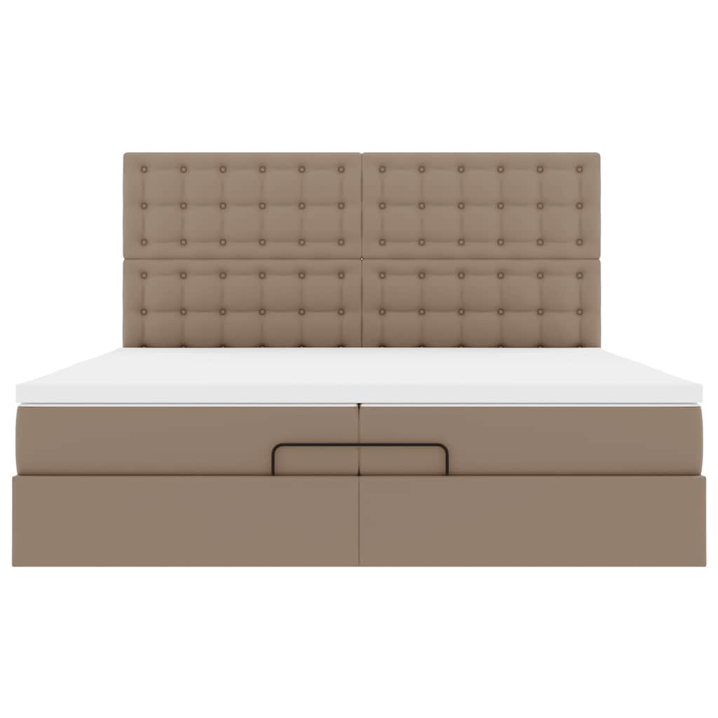 vidaXL Ottoman-Bett mit Matratzen Cappuccino 200x200cm Kunstleder
