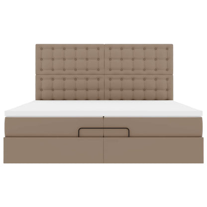 vidaXL Ottoman-Bett mit Matratzen Cappuccino 200x200cm Kunstleder