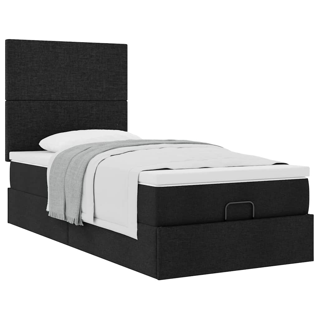 vidaXL Ottoman-Bett mit Matratze Schwarz 80x200 cm Stoff