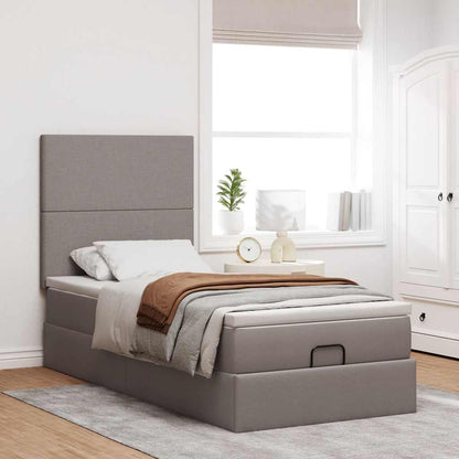 vidaXL Ottoman-Bett mit Matratze Taupe 80x200 cm Stoff