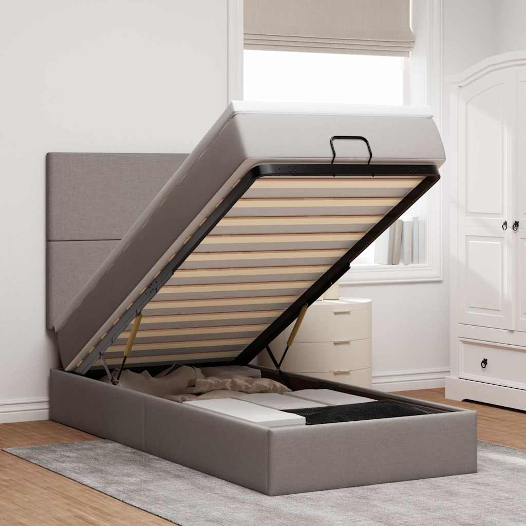 vidaXL Ottoman-Bett mit Matratze Taupe 80x200 cm Stoff