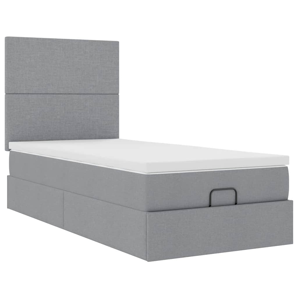 vidaXL Lit ottoman avec matelas Gris clair 90x190 cm Tissu