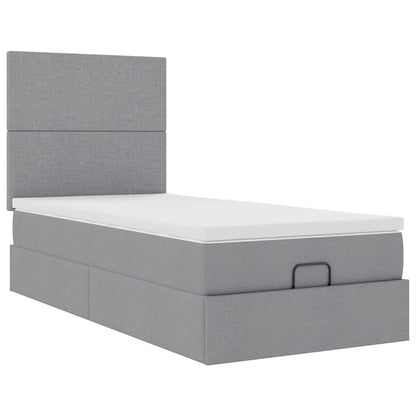 vidaXL Lit ottoman avec matelas Gris clair 90x190 cm Tissu