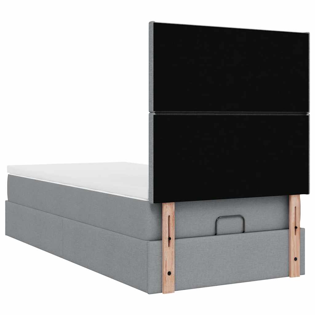 vidaXL Lit ottoman avec matelas Gris clair 90x190 cm Tissu