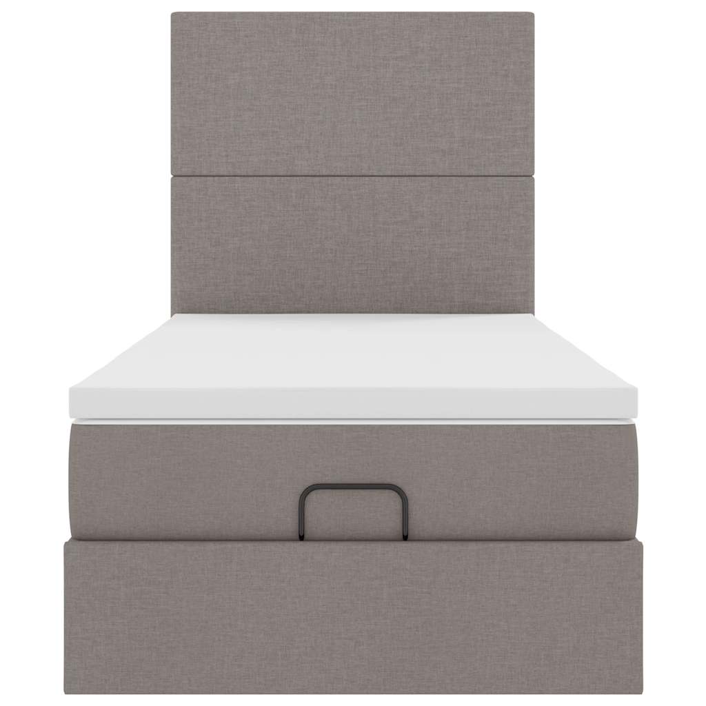 vidaXL Ottoman-Bett mit Matratze Taupe 90x190 cm Stoff