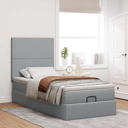 vidaXL Ottoman-Bett mit Matratze Hellgrau 90x200 cm Stoff