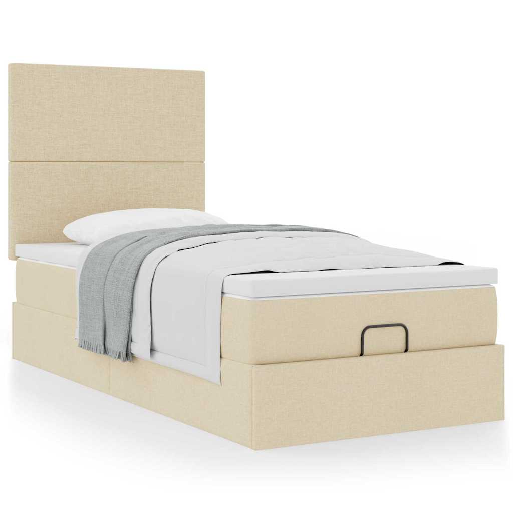 vidaXL Ottoman-Bett mit Matratze Creme 90x200 cm Stoff