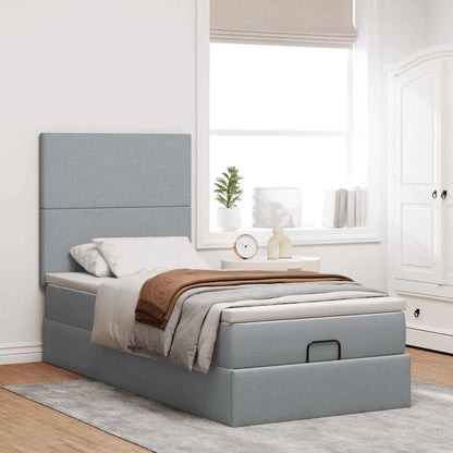 vidaXL Lit ottoman avec matelas Gris clair 100x200 cm Tissu