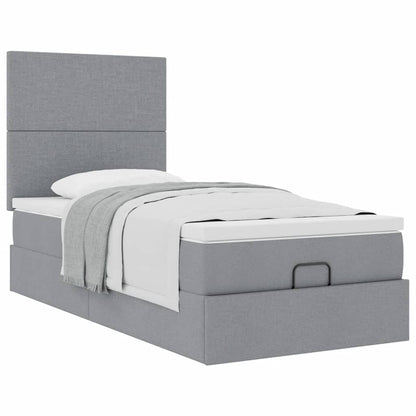 vidaXL Lit ottoman avec matelas Gris clair 100x200 cm Tissu
