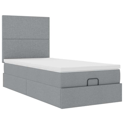 vidaXL Lit ottoman avec matelas Gris clair 100x200 cm Tissu