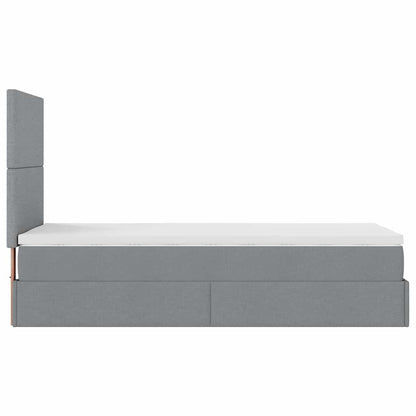 vidaXL Lit ottoman avec matelas Gris clair 100x200 cm Tissu