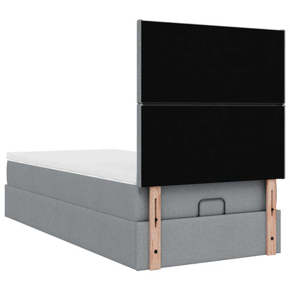vidaXL Lit ottoman avec matelas Gris clair 100x200 cm Tissu