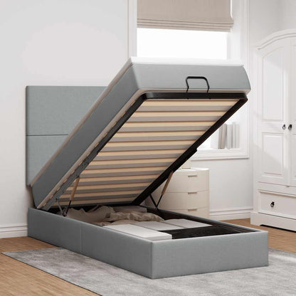 vidaXL Lit ottoman avec matelas Gris clair 100x200 cm Tissu