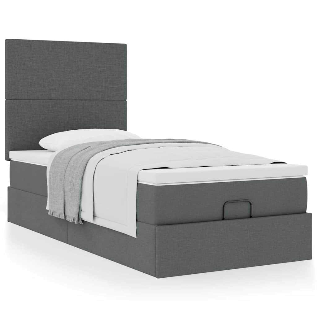 vidaXL Lit ottoman avec matelas gris foncé 100x200 cm tissu