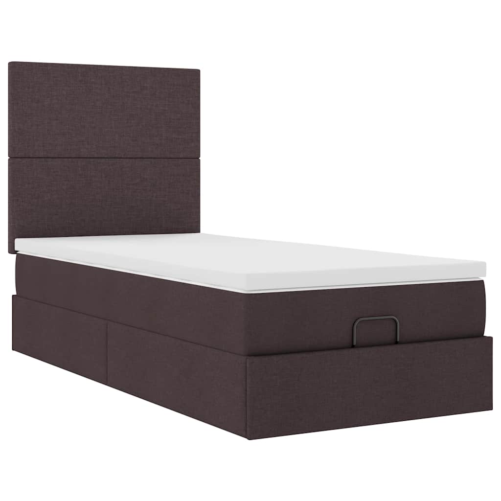 vidaXL Lit ottoman avec matelas Marron foncé 100x200 cm Tissu