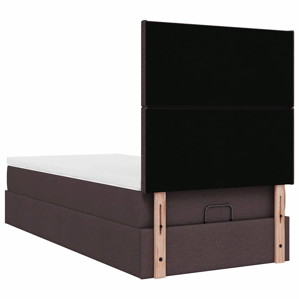 vidaXL Lit ottoman avec matelas Marron foncé 100x200 cm Tissu