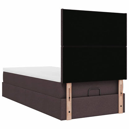 vidaXL Lit ottoman avec matelas Marron foncé 100x200 cm Tissu