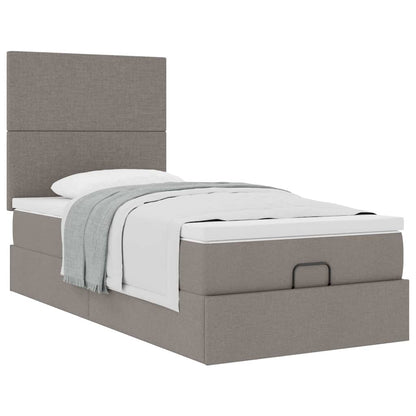 vidaXL Lit ottoman avec matelas gris taupe 100x200 cm en tissu