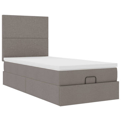 vidaXL Lit ottoman avec matelas gris taupe 100x200 cm en tissu