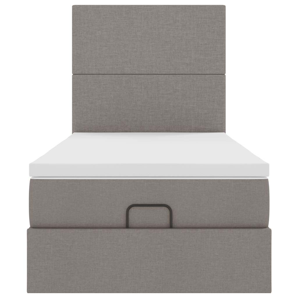 vidaXL Lit ottoman avec matelas gris taupe 100x200 cm en tissu
