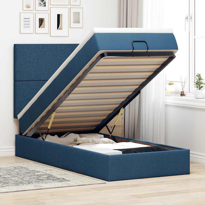 vidaXL Lit ottoman avec matelas Bleu 100x200 cm Tissu
